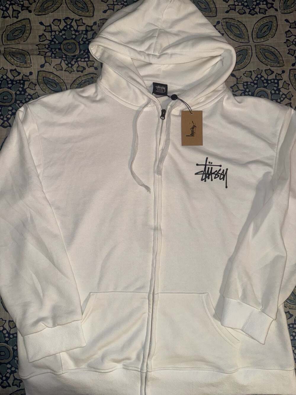 Stüssy Basic Stüssy Zip Hoodie in White